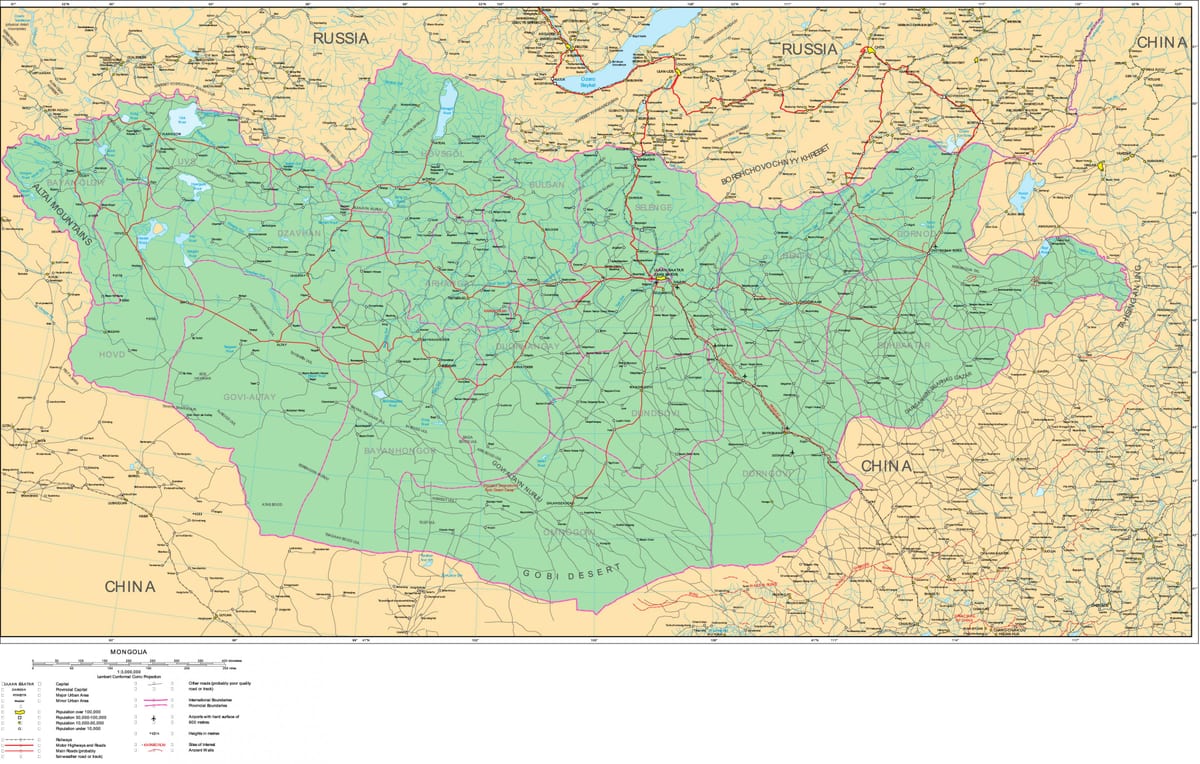 地图的蒙古蒙古国道路