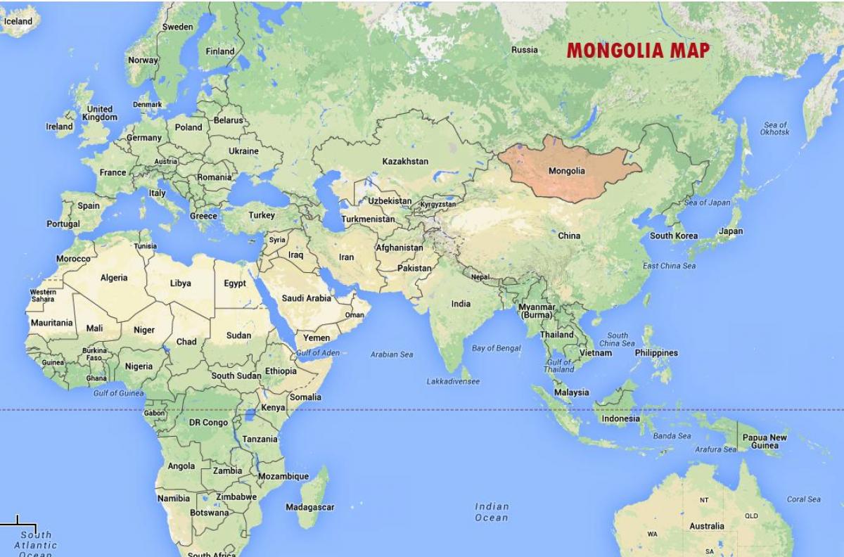 世界上的地图显示蒙古