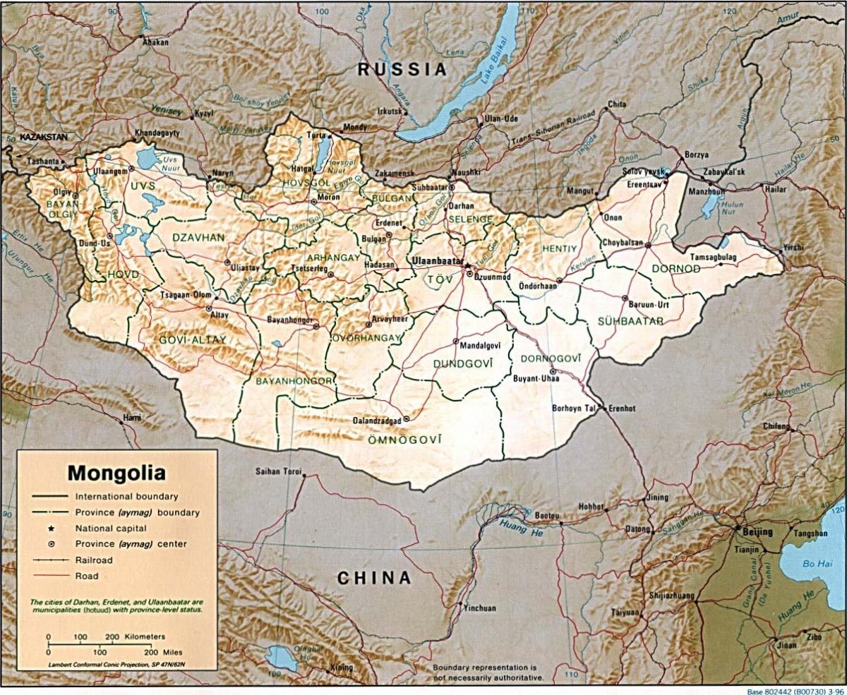 蒙古的地理地图