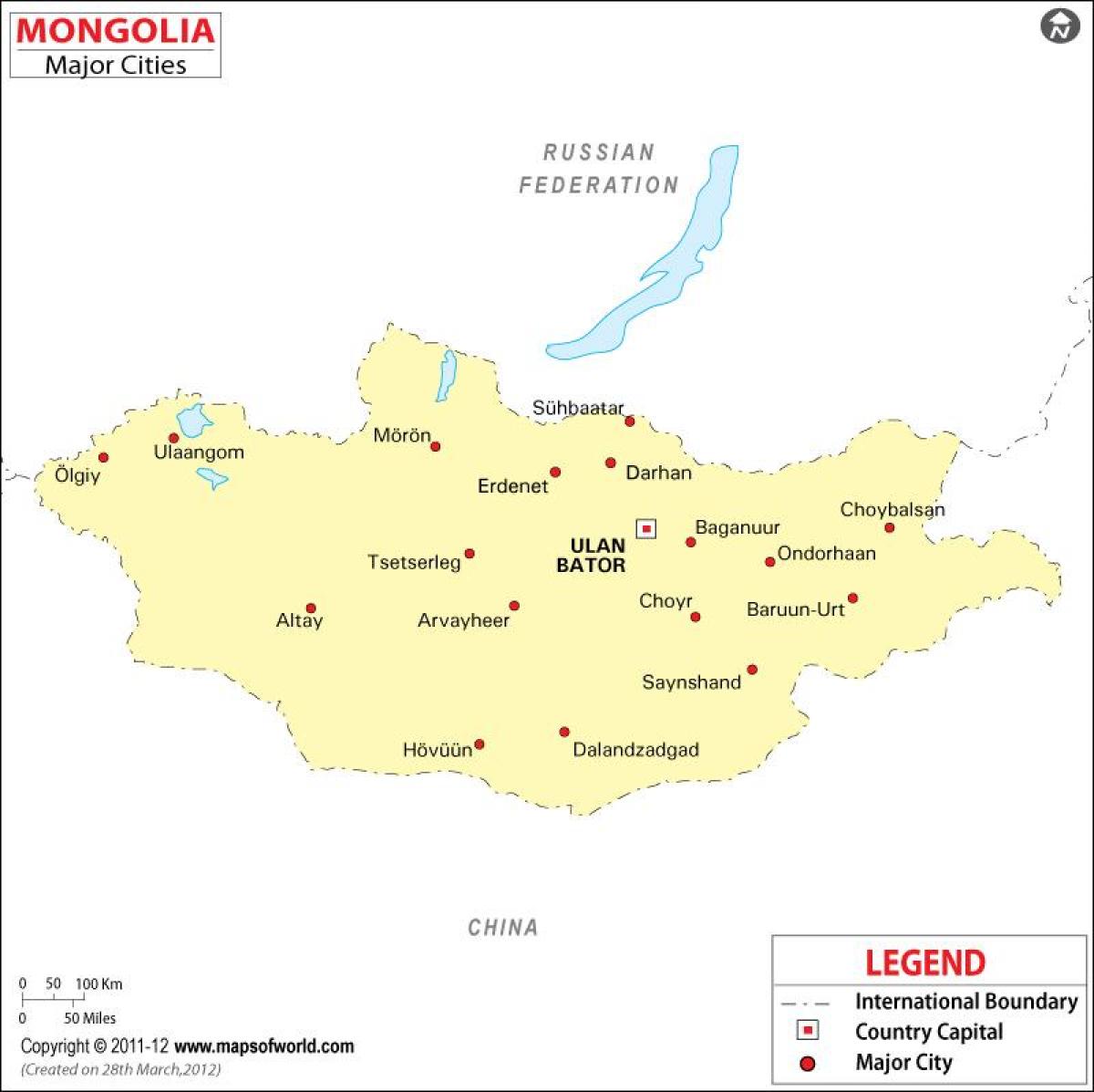 蒙古地图与城市