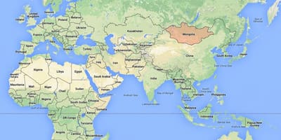 世界上的地图显示蒙古
